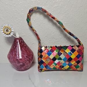 Vintage Upcycled Mini Woven Candy Wrapper Purse